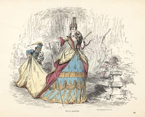 Fransa Kralı XIV.Louis döneminde asil bir kadın kostümü.