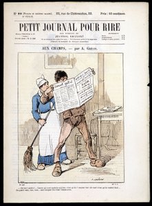 Gazete okuyan adam: “”” aux Champs””, A. grévin- içinde “” Le Petity Journal pour rire”” n¡22, n.d. by Alfred Grevin