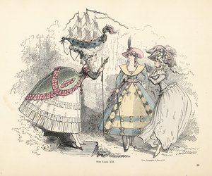 Kabarık başlığında bir savaş gemisi giyen kadın, Kral Louis XIV dönemi