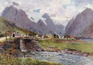Fjaerland, Sogne Fjord  by Alfred Heaton Cooper