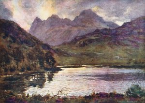 Göller Bölgesi: Blea Tarn ve Langdale Pikes (renkli litografi) by Alfred Heaton Cooper
