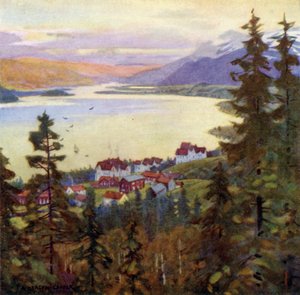Lake and Village of Are  by Alfred Heaton Cooper