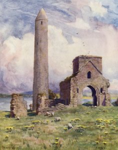 Yuvarlak Kule ve Manastır, Devenish Adası by Alfred Heaton Cooper