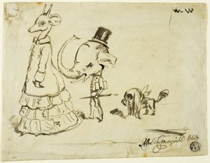 Erkek, Kadın ve Köpek Karikatürü by Alfred Henry Forrester