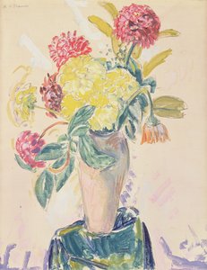 Zinnias, c.1926 (kağıt üzerinde wc, guaş ve kömür) by Alfred Henry Maurer