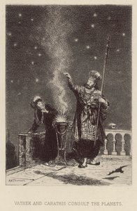 Vathek ve Carathis gezegenlere danışır (gravür) by Alfred Holst Tourrier