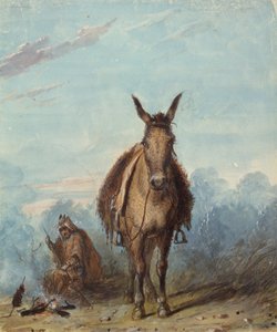 Yalnız Kampında Bir Tuzakçı, 1837 dolayları (kağıt üzerine suluboya) by Alfred Jacob Miller