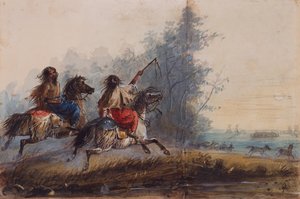 Dişiler, Yılan Kabilesi, At Süren Atlar, c.1837 (kağıt üzerine kurşun kalem, suluboya ve guaj boya) by Alfred Jacob Miller