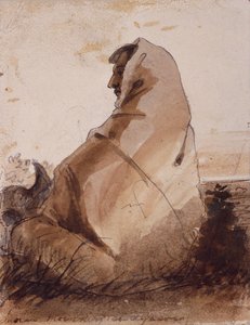 Bir Buffalo Kafatası Tarafından İşaretlenmiş Bir Mezar Üzerinde Kızılderili Yası, 1837 dolayları (kalem, tükenmez kalem ve mürekkep ve kağıt üzerinde yıkama) by Alfred Jacob Miller