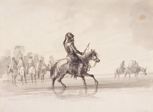 Jim Bridger, İngiliz Zırhı Takım elbiseli, 1837 dolayları (kalem ve mürekkep ve kağıt üzerinde yıkama) by Alfred Jacob Miller
