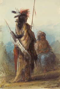 Shoshones, Green River, c.1837 (kalem, tükenmez kalem ve mürekkep ve kağıt üzerinde yıkama) by Alfred Jacob Miller