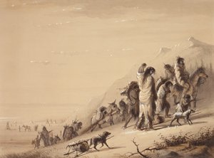 Snake Indians Migrating, 1837 dolayları (kalem ve mürekkep, kağıt üzerine yıkama ve guaj boya) by Alfred Jacob Miller