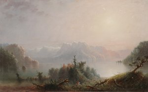The Lake Her Lone Cosom Gökyüzüne Genişler, c.1850 (panelde yağlı boya) by Alfred Jacob Miller