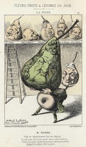La Peire: Thiers Üzerine Karikatür - hasta. 14/02/1871, Alfred Le Petitty, “Günün Çiçekleri, Meyveleri ve Sebzeleri””nde. by Alfred Le Petit