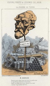 La Patates: Dorian Üzerine Karikatür - hasta. 20/01/1871 tarihinden itibaren “Günün Çiçekleri, Meyveleri ve Sebzeleri” by Alfred Le Petit