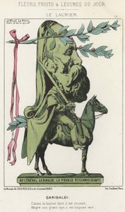 Le Laurier: Garibaldi Üzerine Karikatür - hasta. 15/02/1871 tarihinden itibaren “Günün Çiçekleri, Meyveleri ve Sebzeleri” by Alfred Le Petit
