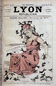 Madam Gulliver: Beni uyandırmanın tam zamanı: beni yerlerdi (Marianne ayakta ve din adamları, Lilliputians