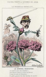 Rosier des Batailles: General Faidherbe hakkında karikatür - hasta. 20/01/1871 tarihinden itibaren “Günün Çiçekleri, Meyveleri ve Sebzeleri” by Alfred Le Petit