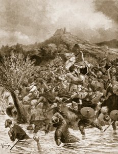 Kral Penda Winwaedfield'de öldürüldü, 655, 'Hutchinson's Story of the British Nation'dan bir örnek, c.1920