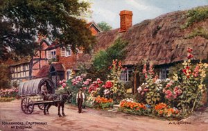 Hollyhocks, Cropthorne, Evesham  by Alfred Robert Quinton
