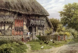 Old Cottage, Bignor, Sussex (renkli taş) by Alfred Robert Quinton