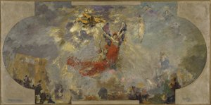 Petit Palais, güney galerisi için eskiz: Apotheosis (orta tavan), 1906-1913 yılları arasında (ahşap üzerine tuval üzerine yağlıboya) by Alfred Roll