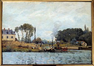 Bougival kilidindeki tekne Alfred Sisley (1839-1899) 1873 Sun tarafından tablo. 0,46x0,65 m Paris, Orsay Müzesi by Alfred Sisley