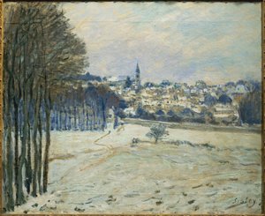 La neige a Marly-le-Roi ... (tuval üzerine resim) by Alfred Sisley