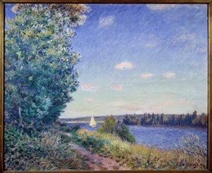 Alfred Sisley (1839-1899) 1894 Güneş tarafından Yalı Yolu ve Sahurs Tablosu. 0.8x1 m Rouen, Güzel Sanatlar Müzesi - Sahurlardaki su yolu. Alfred Sisley