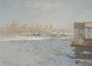 Loing ve Moret Değirmenleri, Kar Etkisi, 1891 by Alfred Sisley