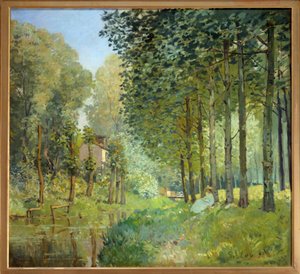 Geri kalanı dere kenarında, ahşap kenar - Resim Alfred Sisley (1839-1899)