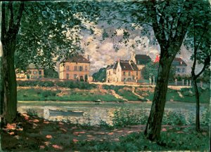 Seine Nehri Kıyısındaki Köy (tuval üzerine resim) by Alfred Sisley