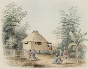 Yerli Evi Yakın Manila, 1842 (kremalı dokuma kağıda kalem ve mürekkep dokunuşuyla tuvalet) by Alfred Thomas Agate