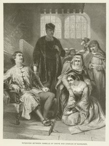 Isabelle of Croye ve Charles of Burgundy arasındaki röportaj by Alfred W. Elmore