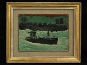 Cornish Sahili açıklarında trol teknesi, c.1928 by Alfred Wallis