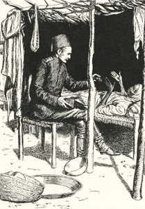 General Charles George Gordon ölmekte olan yaşlı bir Sudanlı kadına bakıyor by Alfred Wallis Mills