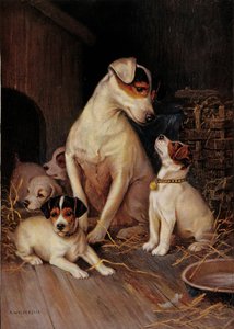 Küçük kız ve köpekleri (baskı) by Alfred Weczerzick