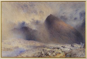 Clearing Clouds ile Snowdon Dağı, 1857 (kağıt üzerinde wc ve kalem) by Alfred William Hunt