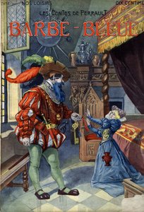 Bluebeard (Bluebeard), Conte, Charles Perrault (1628-1703). Vaccari ve Carrey'in 1910 civarında “” Les beaux tales” “Nos loisirs”” koleksiyonundaki illüstrasyonu. Özel koleksiyon. by Alfredo and Carrey Vaccari