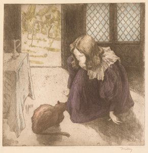 İç Mekan, Kedi La Petite ile Küçük Kız, sohbet, 1897.