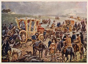 Portekiz Kralı V. John İspanya sınırına seyahat ediyor by Alfredo Roque Gameiro