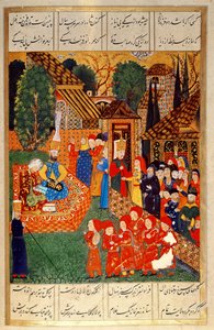 Kanuni Sultan Süleyman'a (1495-1566) devşirme yaptıran bir Yeniçeri, "Süleymanname"den (Mss Hazine. 1517 f.31v) by Ali Amir Beg
