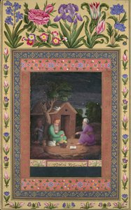 Bir Kulübenin Dışında Tartışmakta Olan İki Yaşlı Adam, Davis Albümünden Folio, A.H.1085A.D.1674-75. by Ali Quli Jabbadar