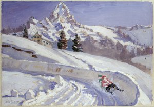 Matterhorn yakınlarında kızakla kayma