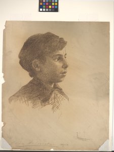 Kafa (kirli beyaz kağıt üzerine pastel boya) by Alice Woods