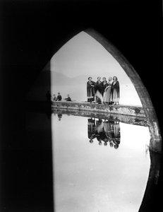 Villa Rosa Maltoni Mussolini: group of adolescents wearing traditional Venetian costumes (b/w photo) by Fratelli Alinari