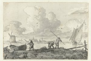 Haarlem yakınlarındaki Spaarne'de kayıklarıyla balıkçılar by Allaert van Everdingen