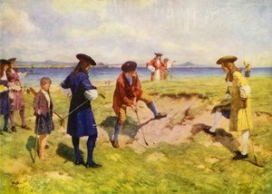 İlk uluslararası dörtlü, 17. Yüzyılda golfçüler (renkli taş)