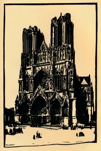 Reims Katedrali , 1914, 1918 by Allan Douglass Mainds