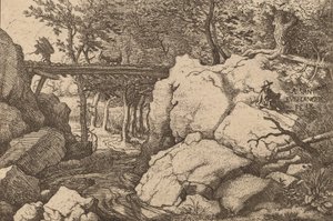 Küçük bir Köprüde Keçi, muhtemelen c. 16451656. by Allart van Everdingen